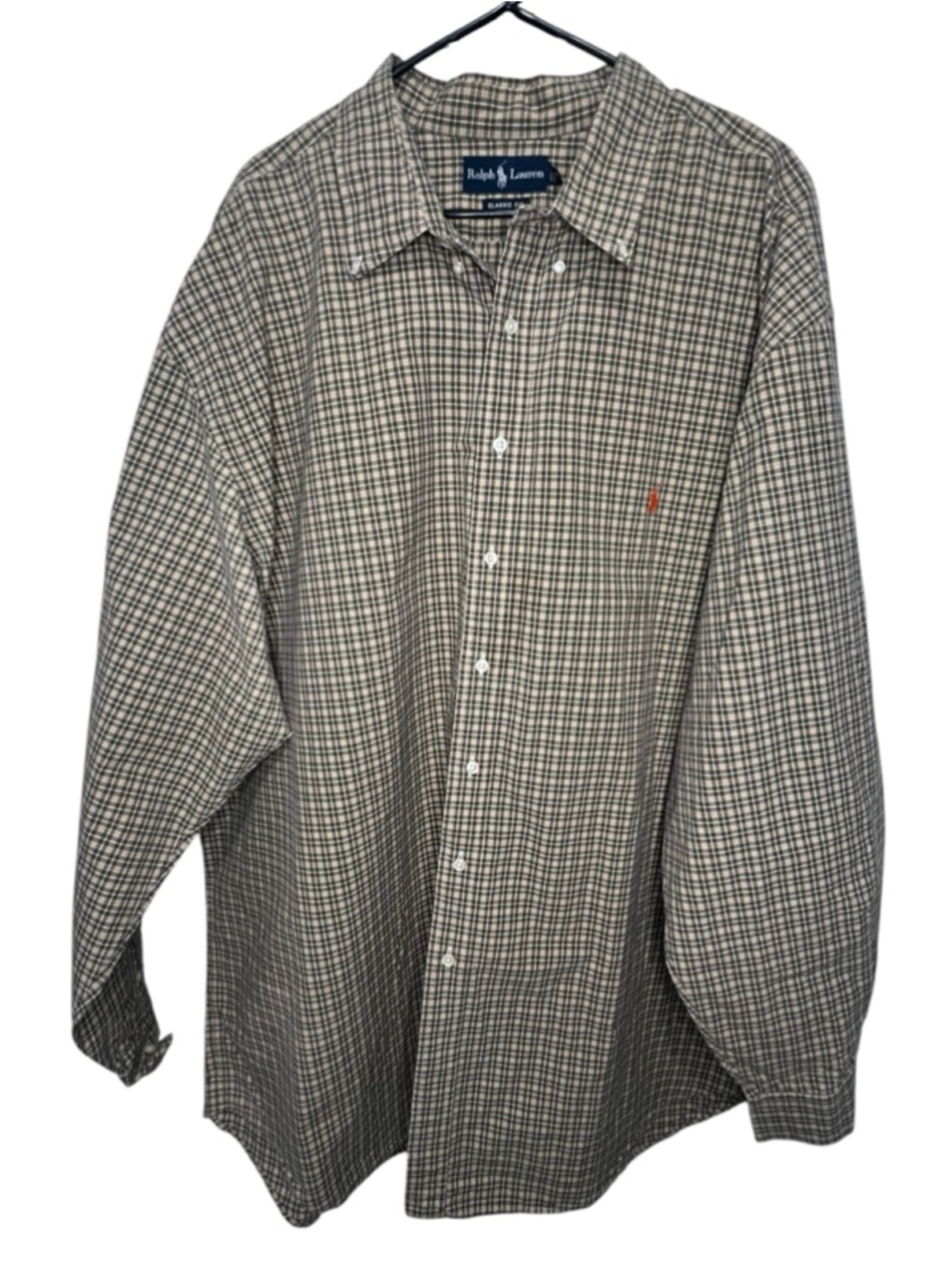 Ralph Lauren Classic Fit Big And Tall Sturdy Plaid Long Sleeve Button Up Shirt